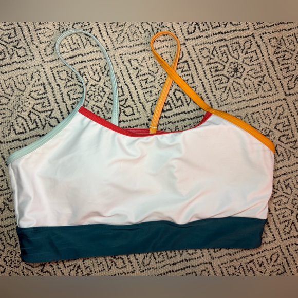 Nani Other - Colorblock Strappy Bikini Top - White with Teal, Red & Yellow Trim